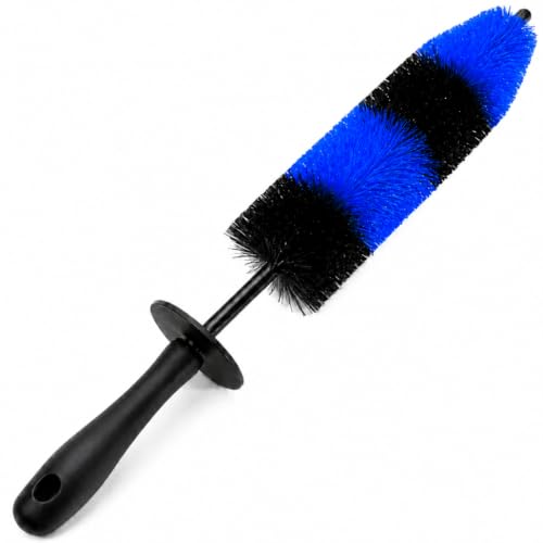 Kirovalis Wheel & Tire Brush, 18“ Soft Bristle Long Handle Wheel Cleaning Brush for Rims, Tires & Wheels, Scratch-Free Car Detailing Brush for Engine Bay, Exhaust Tips, Trucks & SUVs