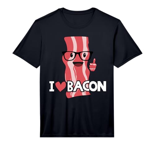 Funny Bacon Gift for Kids Boys Girls Cool Geeky I Love Bacon Performance T-Shirt