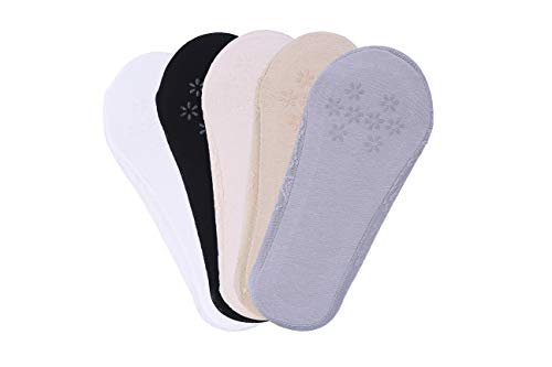 Women's Lace Casual No Show Non-skid Boat Socks Set of 5 (Multi Style 2)2