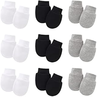 SIOPPKIK 9 Pairs Newborn Baby Mittens Infant Toddler Gloves No Scratch Mittens Unisex Cotton Gloves for 0-6 Months Baby Boys Girls