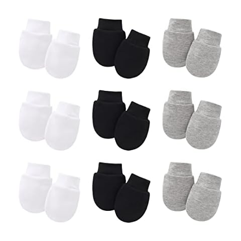 SIOPPKIK 9 Pairs Newborn Baby Mittens Infant Toddler Gloves No Scratch Mittens Unisex Cotton Gloves for 0-6 Months Baby Boys Girls Cover