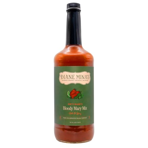 Diane Mina - Dirty Diane’s Spicy Bloody Mary Mixer | Authentic Ingredients & Premium Italian San Marzano Tomatoes | Jalapeño Heat | Naturally Low in Sodium, No Sugar Added, Ready to Drink (32 fl oz)
