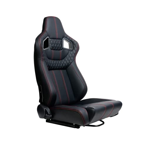 Universal Racing Seat,Made Of Pvc Leather, Black, 2 Pcs #TOP2
