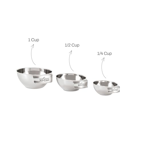 All-Clad Kitchen Essentials Stainless Steel Mini Measuring Bowl Set 3 Piece, Includes 1, 1/2 and 1/4 Stackable Measuring Cups, Gadgets for Cooking & Baking, Cookware Tools, Dishwasher Safe, Silver by All-Clad - Image 7