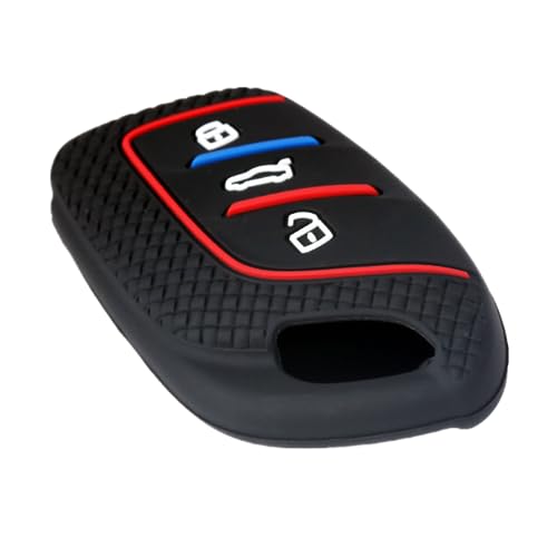 Happyit Honeycomb Pattern Silicon Car Key Cover Cases for Roewe RX3 RX8 ERX5 RX5 I6 I5 MG4 MG5 MG6 MG ZS EV HS EHS ZX GT 3 Buttons (Black) - Image 2