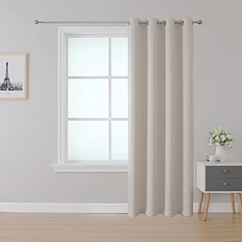 Upcortinassi Feuerfeste Vorhänge für Hotel Krankenhaus, Hellbeige, 132 x 274 cm, 1 Stück