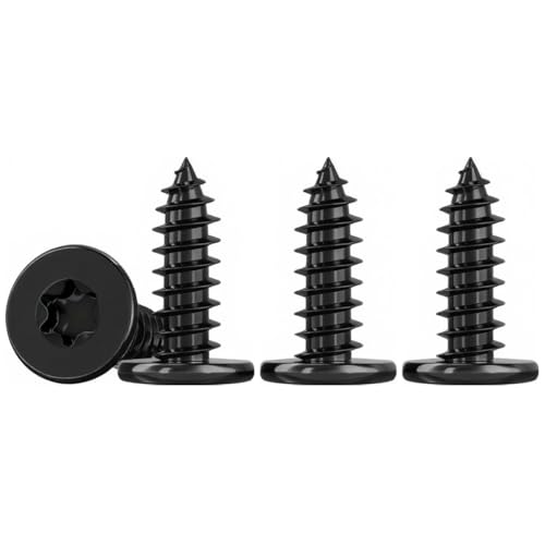Drenky - Drenky 50 Pièces Mince Vis Autotaraudeuses à Tête Plate M5x12mm Vis Torx à Bois Inox Noir 304 Vis Placo M5, EntièRement Fileté