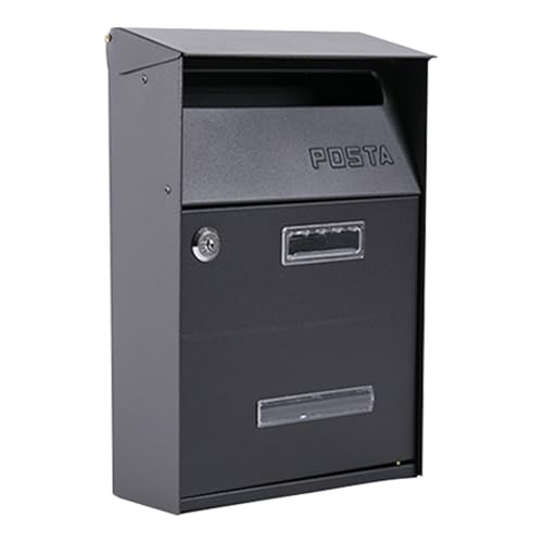 YCWJPPL Small Mailboxes for Outside, Locking Wall Mount Mail Box, Modern with Key Lock Mailbox, Galvanized Cover Steel Metal Drop Box Postbox 8 x 4 x 13 Inch