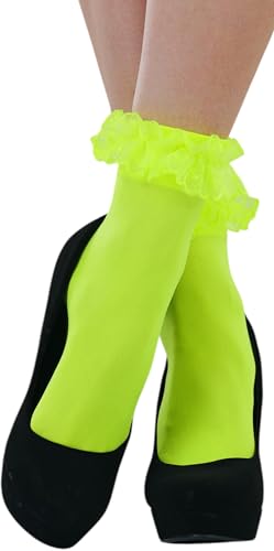 Image of ToBeInStyle Women's Indie Girl Ruffle Trim Heart Net Design Ankle High Fashion Socks