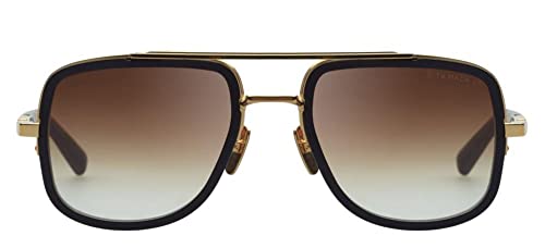 Dita MACH-S DT DTS412 A-01 Yellow Gold/Matte Black Metal Aviator Sunglasses Brown Gradient Lens2