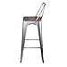 GIA Hocker aus Metall, 76,2 cm, Stangenhöhe, mittlere Rückenlehne, mit hellem Holzsitz, silberfarben