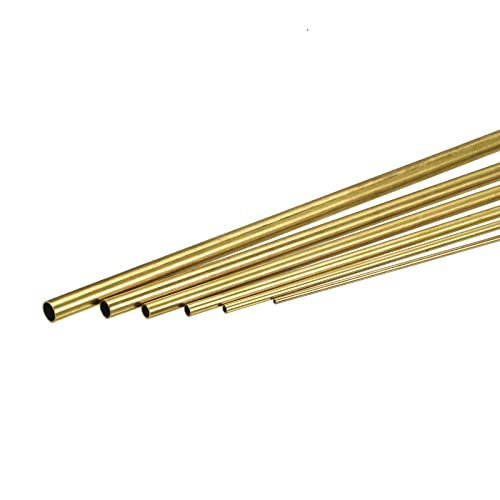 Uxcell A22060900UX0381 Brass Tube, 2Mm 3Mm 4Mm 5Mm 6Mm 7Mm Od X 0.5Mm Wall Thickness 200Mm Length Metal Tubing cover