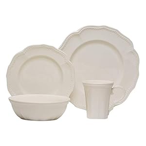 Red Vanilla Classic White 16 Piece Dinner Set with Coupe Bowl, 1, None