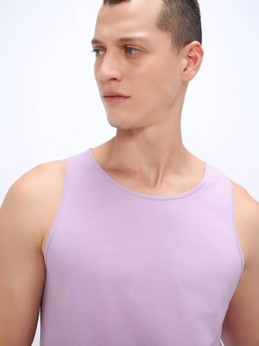 Image of Bewakoof Men's Solid Regular Fit Sleeveless Round Neck Cotton Vest