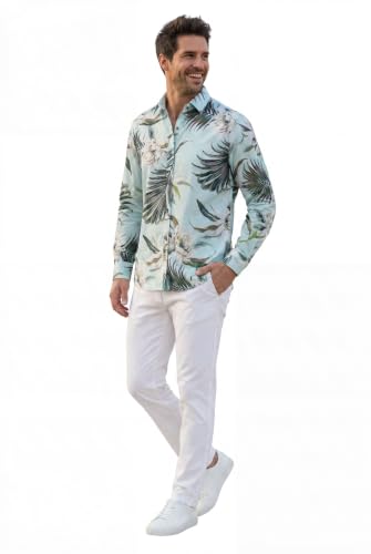 Image of Wispy Cereus Light Blue Family Matching Hawaiian Clothes | Family Matching Outfits • Soft Rayon Fabric • Tropical Floral Print • Vacation Ready • Luau Party Wear