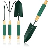 COM-FOUR® 4-delige set tuingereedschap - tuingereedschap met bloemenspaan, handschep, bloemenhark en wiedmachine - tuinset voor planten en tuinieren (04-delige tuinset)