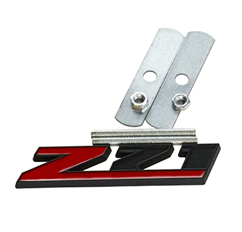 Image of 1 Pcs Grille Z71 Emblem Badge Compatible for GMC Chevy Silverado 1500 2500HD Sierra Tahoe Suburban 3D (Red Black)