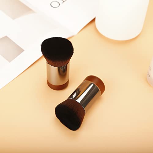 Shyswan Foundation Brush, Angled Flat Top Kabuki Foundation Brush, Suitable For Mixed Liquid, Cream, Or Flawless Powder Cosmetics, Premium Durable Face Multipurpose Blending Makeup Brush (Brown) #TOP5