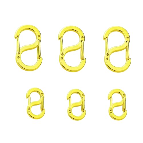 ネックレス 留め具 S型フック s字型 s字カラビナ ステンレス鋼 キーホルダー 6mm-12mm ジュエリーアクセサリーパーツ 6個セット DIY用品 (ゴールド)