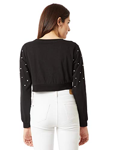 Image of Miss Chase Women's Maroon Cotton Pearl Crop Top