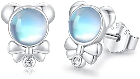 Panda/Cat/Hedgehog/Butterfly/Fox/Dolphin/ Earrings 925 Sterling Silver Animal Stud Earrings Opal Moonstone Earrings Jewellery Gifts for Women Girls Daughter Children Ladies Gift