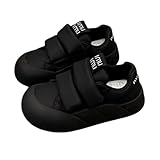 [1/2plus] レディース スニーカー ベルクロ 厚底 クッション インソール 軽い 疲れにくい シンプル 大人 カジュアル 通勤 通学 (黒,25cm)