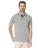 U.S. Polo Assn. Men's Short Sleeve Slim Fit Solid Pique Polo Shirt Shirt, Heather Grey KJBH, L