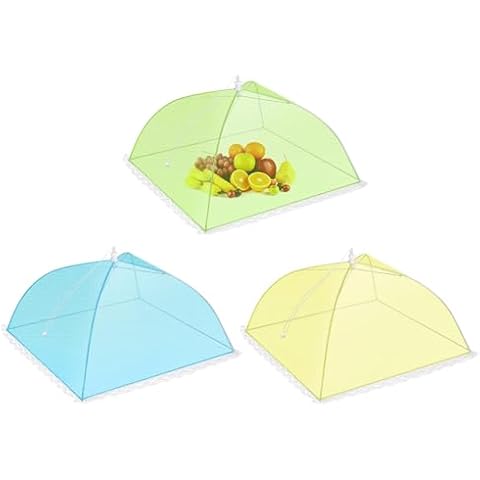 3 Pcs Food Covers Mesh Nets Tents Foldable Umbrella Pop Up Cover