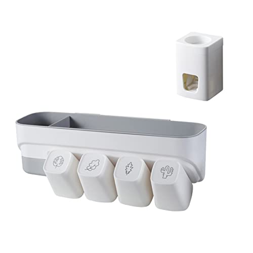 Porte-brosse à dents mural gain de place avec distributeur dentifrice automatique