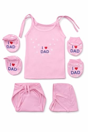Image of Cuteably Newborn Baby Jhabla, Cap, Mittens, Booties, Nappy Combo Set, Soft & Breathable Cotton, Unisex, 0-3 Months