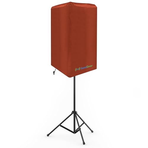 8-Inch PA/DJ Speaker Cover – Brown 420D Polyester with Silver UV50 Coating – Water-Resistant, Protective Bag for Stand-Mounted Powered Speakers – Lightweight, Open-Bottom Design (Single Cover)