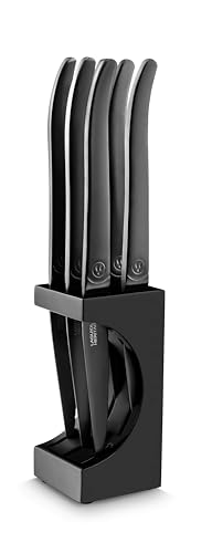 Bloc 6 couteaux à steaks - Collection Laguiole Intuition - Noir Mat
