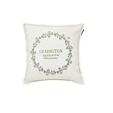 Lexington Wreath Linen/Cotton Logo Pillow Cover, 50x50
