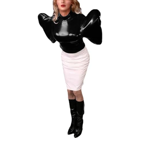 XINLIANYI Chaqueta recta de piel de PVC con cremallera y cuello alto para adultos, traje de cosplay personalizable, Negro, S