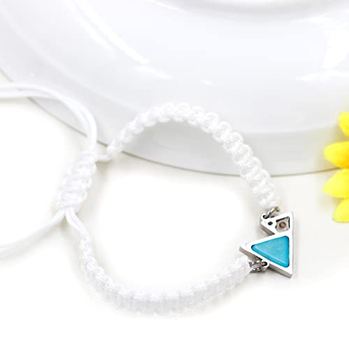 Image of Uloveido Handmade Braided Rope Bracelets with Blue Triangle Mountain Mustard Seed Charm Unisex Mountain Bracelet