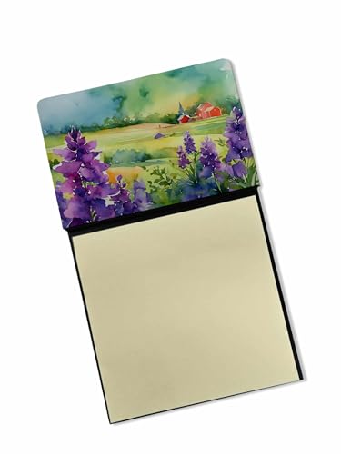Caroline's Treasures New Jersey Violet in Watercolor Sticky Note Holder Refillable Dispenser Self-Sticky Note Pads, Memo Pads Blank Desk Accessories