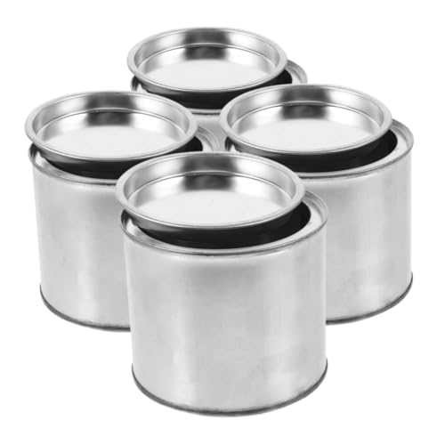 PartyKindom 4Pcs Small Metal Paint Cans with Lids Airtight Seal Compact Stackable Storage Containers for DIY Craft Paint Ink Pigment Mixing and Organization
