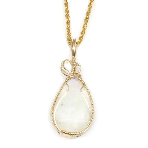 Natural Moonstone Gemstone 14k Gold Fill Handmade Pendant Necklace