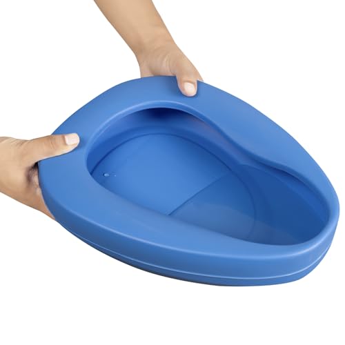 Image of MEXPLE SpaceX1 Bedpan for Elderly Men & Women | Durable & Heavy Duty PP Material | Nonstick Surface & Easy to Clean | For Hospital, Home Bedridden Adult Patient - Blue (1000ML)