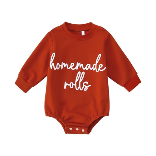 Infant Girls Homemade Rolls Bubble Romper Thanksgiving Day Toddler Crewneck Sweatshirt Onesie Baby Bodysuit Outfit