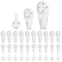 Ainiv 30 Stück Spurlose Bilderhaken, Bilder Haken Wand, Bilderrahmen Fixierung, Wandhaken Wandnägel, Bild Hängende, zum Aufhängen von Bildern Uhren Gemälde Poster Spiegeln, Weiße(3 Arten)