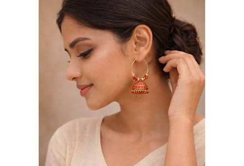 Bodha Traditional Indian Gold Plated Long Tassel Earrings for Women (SJE_80_R) by Bodha - Used condition - Image 2