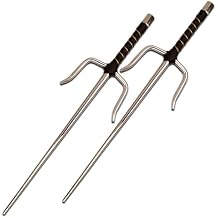 MASTER USA Martial Arts SAIS, 19.5 Overall Length, Chrome Plated Steel, Leather Wrapped Handle, Cosplay, Practice, Training, Fun, Set of 2
