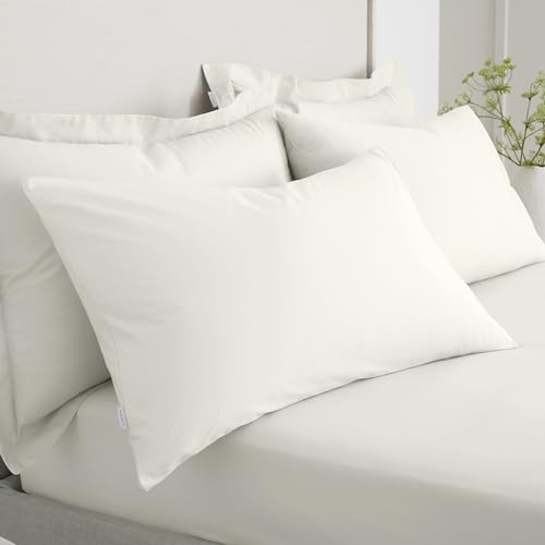 Image of Bianca 200 Thread Count Cotton Percale Standard Pillowcase Pair Cream