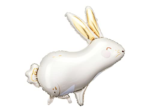PartyDeco Rabbit Foil Balloon - White Rabbit Balloon 67 x 88 cm Perfect for Birthdays and Easter - Animal Party Decoration