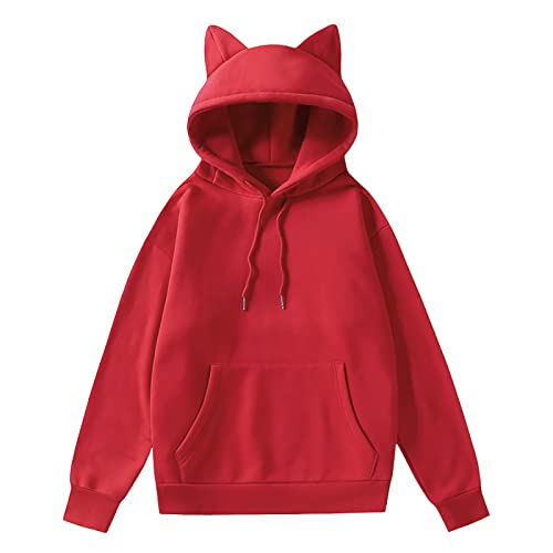 Sudadera con capucha con orejas de gato para mujer, ropa fresca para adolescentes, niñas, gatos, sudadera con capucha con orejas de gato, sudadera, carnaval, ropa de fiesta, tops góticos, blusa, O