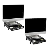 Mind Reader Monitor Stand, 3 Storage Drawers, Desktop Organizer, Riser, Office, 13.5