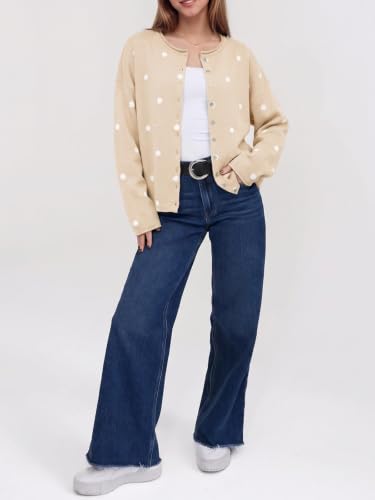 Image of Saodimallsu Womens Striped Cardigan Long Sleeve Button Down Knit Tops