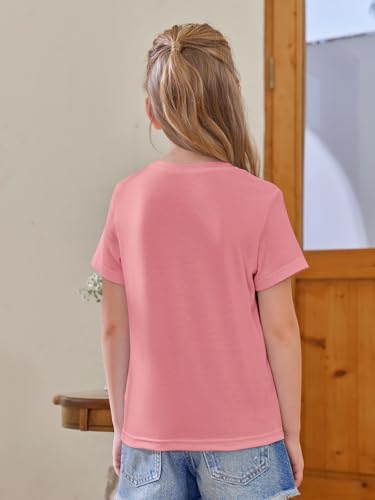Image of Girls Short Sleeve T Shirts Kids Summer Tops Crewneck Tees 5-14 Years