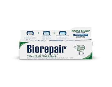 Biorepair, Dentifricio Total Protective Repair, 4 Confezioni da 60 ml, Ripara lo Smalto, Protegge da Placca, Tartaro e Carie, Ripara lo Smalto, Mantiene l'Alito Fresco, Dentifricio Senza Fluoro